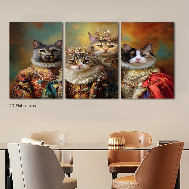 Canvas Wrap Ready - 3-delige ingelijste schattige kitten wandkunst -